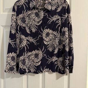 Prada Navy and Cream Floral Shirt